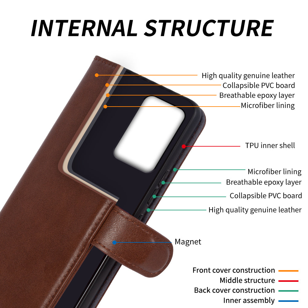 For Samsung Galaxy A72 5G 4G Protective Phone Case Genuine Cow Leather Waxy Texture Stand Wallet Cover For Samsung Galaxy A72 5G 4G Protective Phone Case Genuine Cow Leather Waxy Texture Stand Wallet Cover
